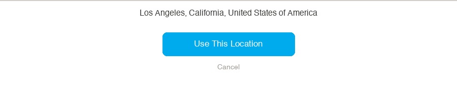 Use This Location button with Los Angeles, California, United States of America shown above it